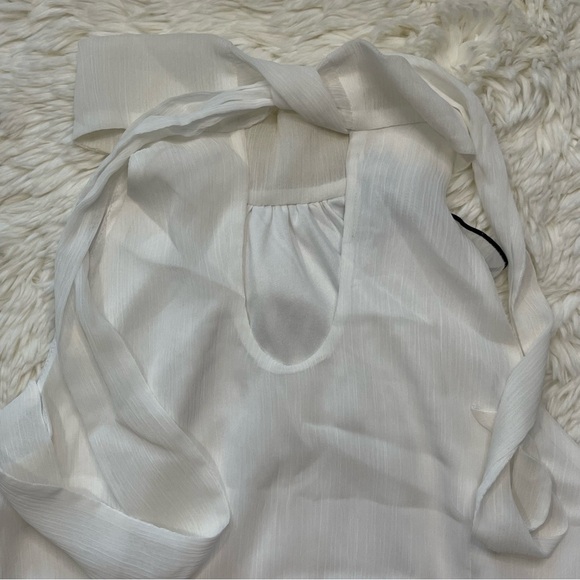 BCX White & Black High Neck Ruffle Trim Sleeveless Top - Picture 6 of 11